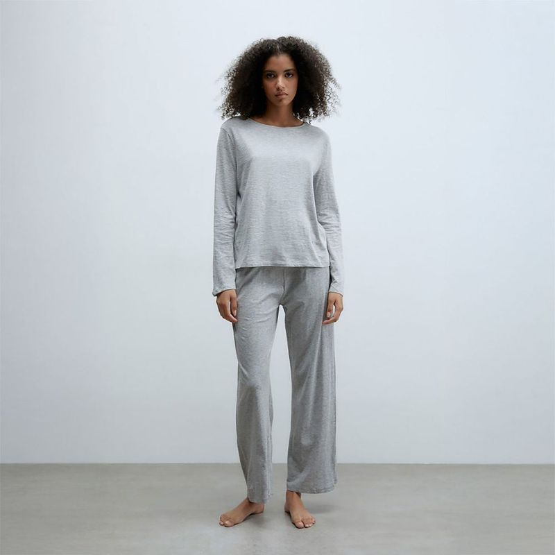 Pijama Sfera Mujer Rayas Gris Shopstar