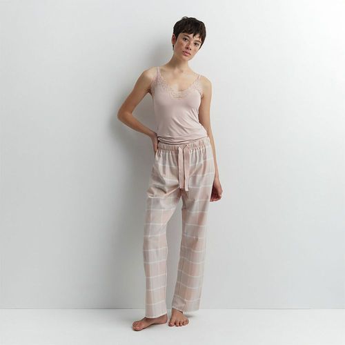 Pantalón Pijama Sfera Mujer Franela Cuadros Rosa Claro