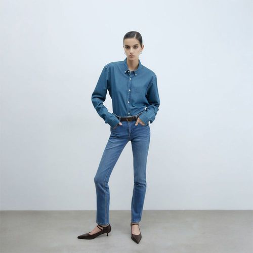 Jeans Recto Sfera Mujer Básico Azul Acido
