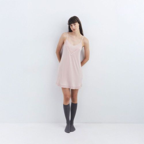 Camisón Pijama Sfera Mujer Liso Plisado Rosa Claro