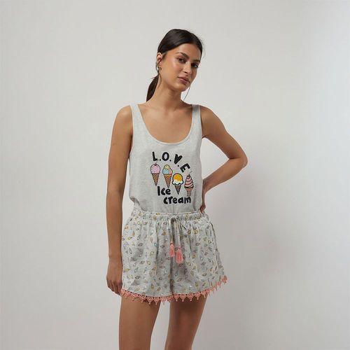 Short Pijama Sfera Mujer Helados Gris