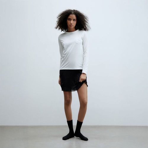Polo Pijama Sfera Mujer Lisa Bolsillo Blanco Roto