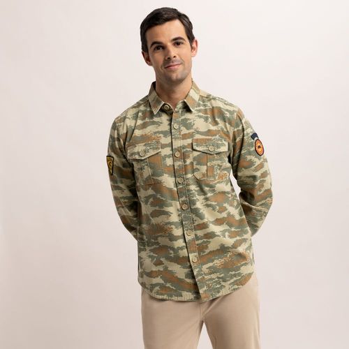 Camisa Hombre Manga Larga Wash Patch Amc