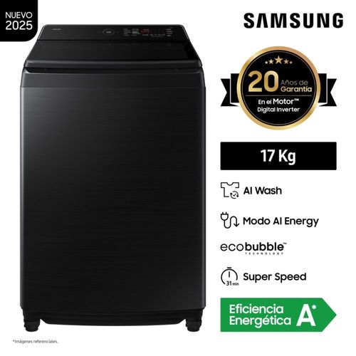 Lavadora Samsung AI Wash EcoBubble™ 17kg Negra WA80F17S8BPE