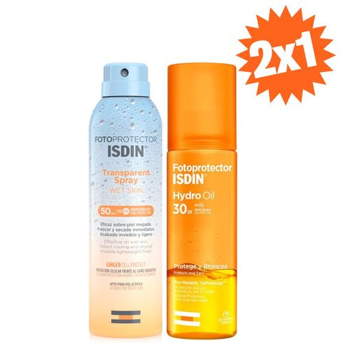 Duo ISDIN TRANSPARENT SPRAY WET SKYN 250 ml + HYDRO OIL SPF 30 200 ml