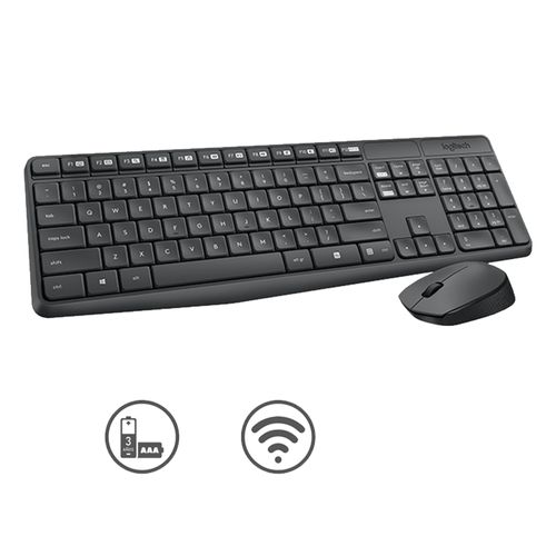 Combo Inalambrico Teclado + Mouse Logitech Mk235 Negro