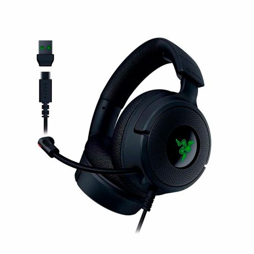 Audífono con micrófono razer Kraken V4 X USB-C/adaptador USB-A Chroma black