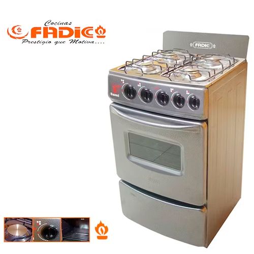 Cocina con Respaldar y Horno Sami 4H Gris