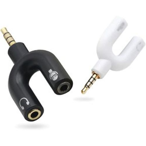 Adaptador Conector  De 2 Jack 3.5mm Estéreo A Plug 3.5mm Trrs - Negro