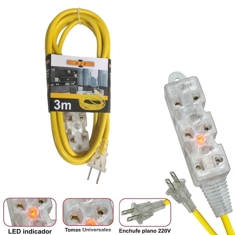 Extension-electrica-cable-vulcanizado-de-3-tomas-3-Metros-AWG-8