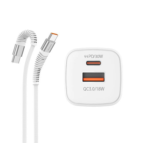 Cargador USB Tipo C MOVISUN MPD 30 USB 3.0 carga rapida 30W cable 1.2m