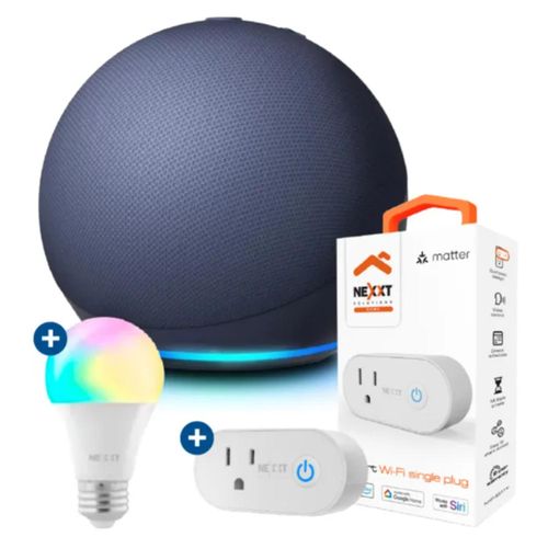 Amazon Pack Echo Dot 5 Azul + Enchufe + Foco