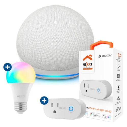 Amazon Pack Echo Dot 5 Blanco + Enchufe + Foco