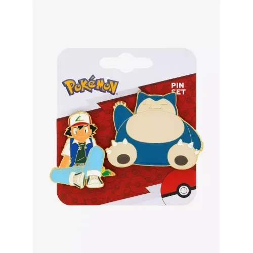 Pokemon Ash & Snorlax Enamel Pin Set