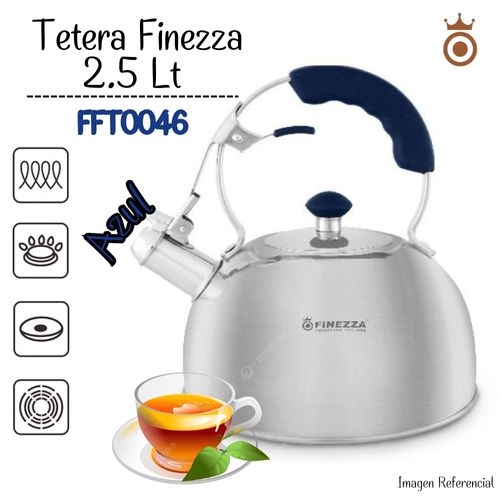 Tetera Finezza FF-T0046 Acero Inoxidable Azul de 2.5 Litros