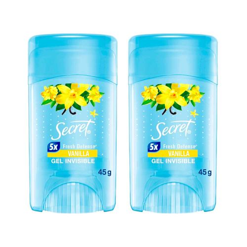 Pack Desodorante en Gel SECRET Vainilla Frasco 45g x2un