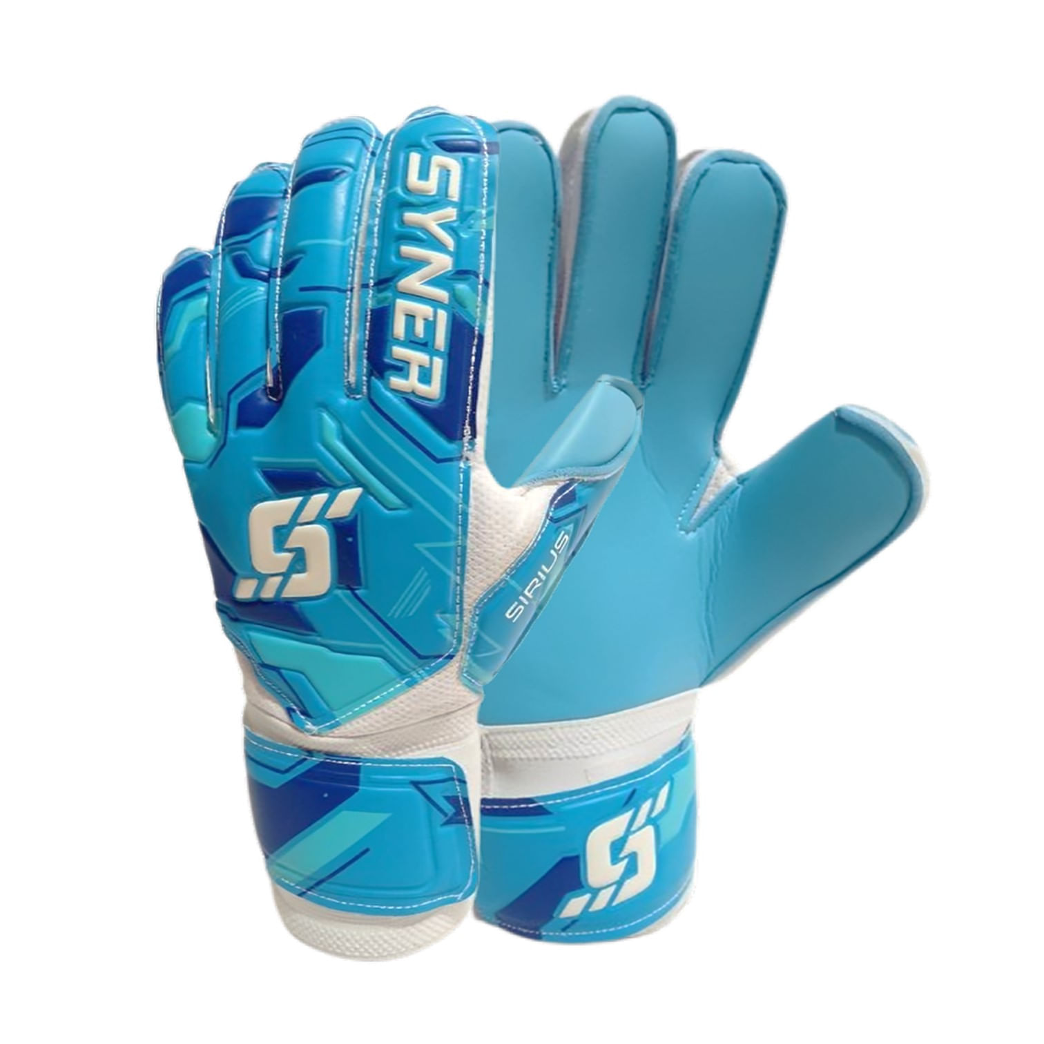 GUANTES PARA ARQUERO DE FÚTBOL SIRIUS SYNER CELESTE TALLA 8