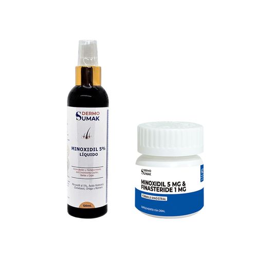 MINOXIDIL 5% EN LIQUIDO 120ML + Minofin Finasteride 1 mg & Minoxidil 5 mg x 60 Cápsulas