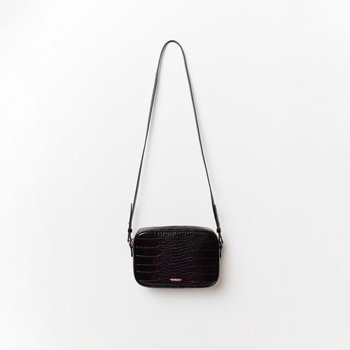 Cartera Sfera Mujer Efecto Cocodrilo Negro