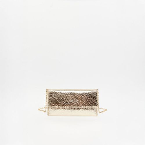 Cartera Sfera Mujer Solapa Brillo Oro