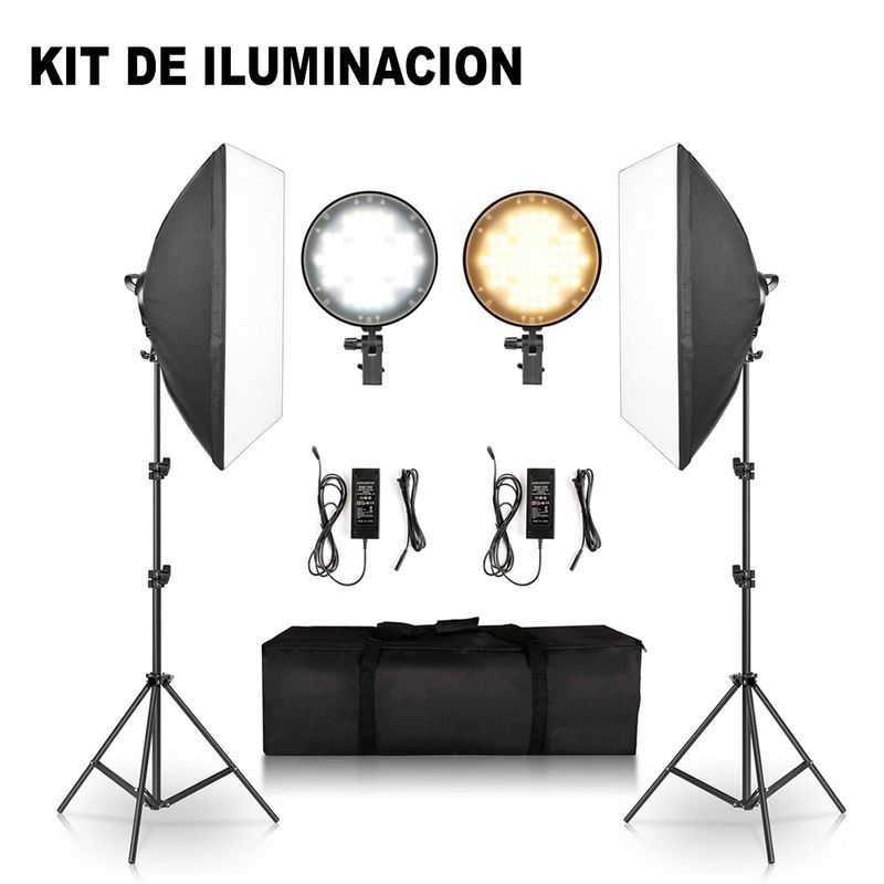 KIT-DE-ILUMINACION-2-LEDS---PARANTE---SOFTBOXS---MALETIN
