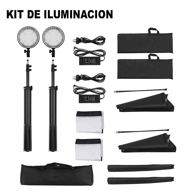 KIT-DE-ILUMINACION-2-LEDS---PARANTE---SOFTBOXS---MALETIN