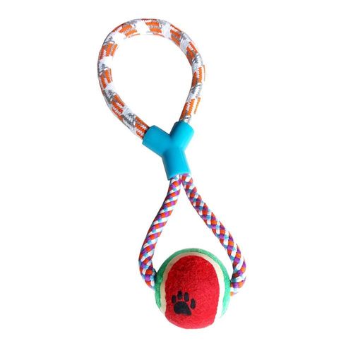 Soga y Pelota Tenis para Mascota Rojo