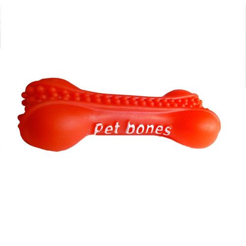 Hueso C/Grip y Sonido para Perro Rojo