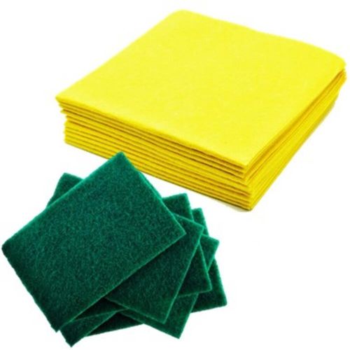 Paño Absorbente x 5 Und  + Esponja Verde x 5 Unid - Lava Platos