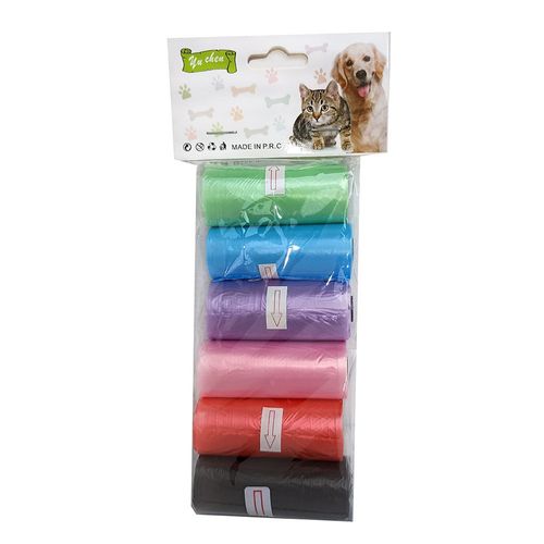 Pack 6 Bolsas de Colores Desechables Para Heces de Perro Mascotas. Biodegradable