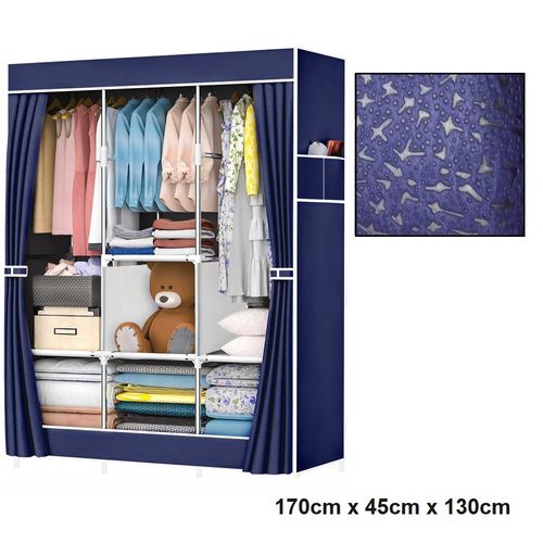 ropero de tela 3 cuerpos 170cm x 45cm x 130cm morado