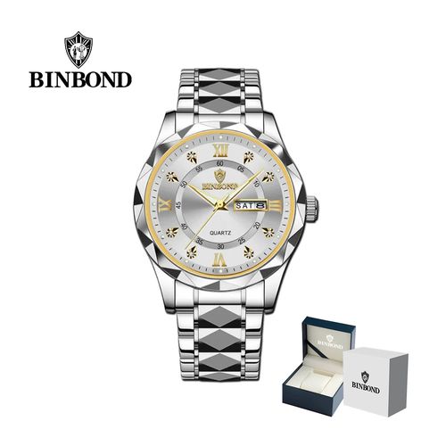Reloj BINBOND para Hombre - Elegante - Blanco - Acero
