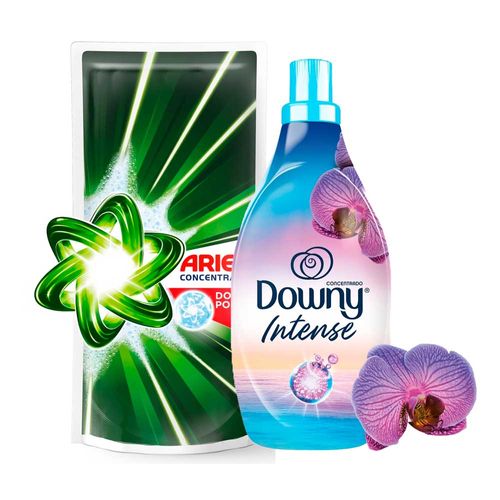Pack Detergente Líquido ARIEL Doble Poder Doypack 1.2L + Suavizante Concentrado Líquido DOWNY Amanecer 1.4L
