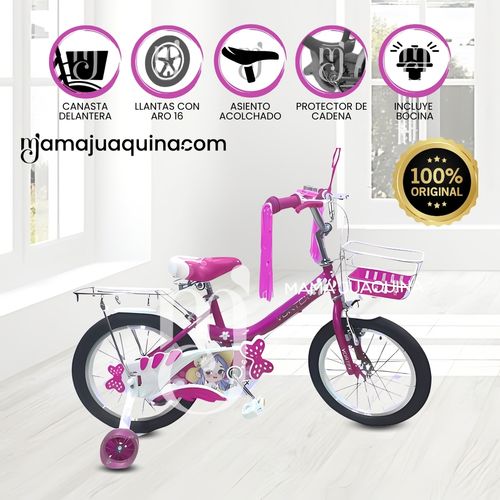Bicicleta Campera con Canasta Aro 16 «CANDY II» Fucsia