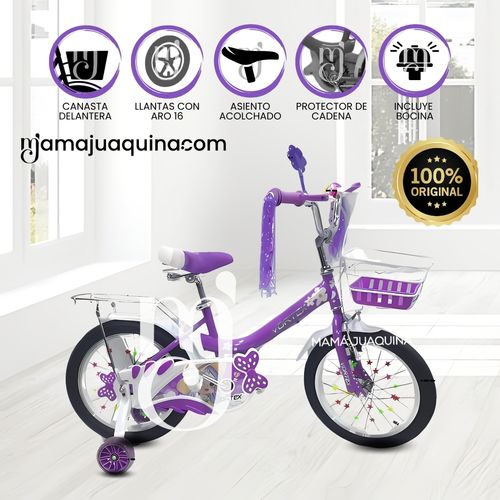 Bicicleta Campera con Canasta Aro 16 «CANDY II» Morado