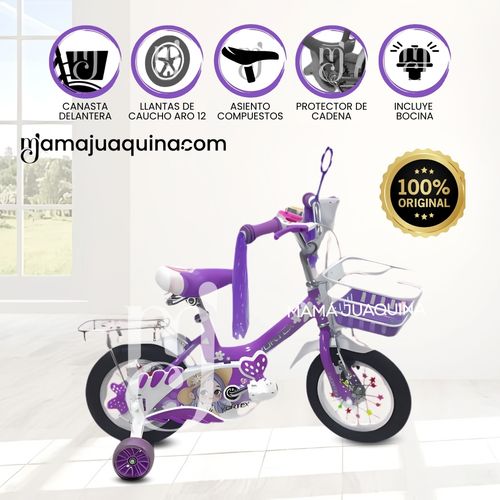 Bicicleta Campera con Canasta Aro 12 «CANDY III» Morado