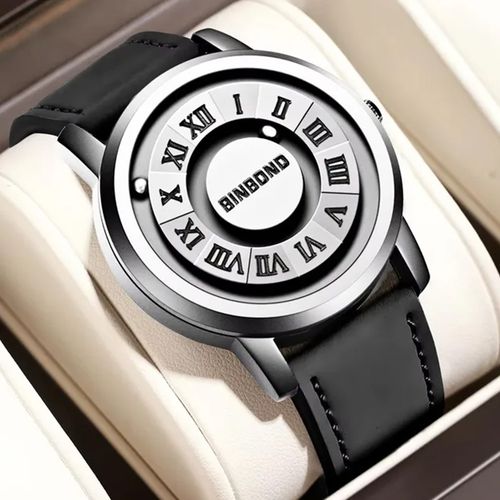 Reloj BINBOND para Hombre - Elegante - Cuero - Plata