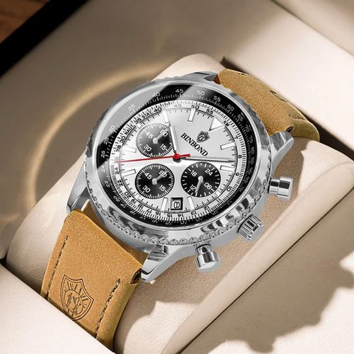 Reloj BINBOND para Hombre - Elegante - Cuero - Blanco