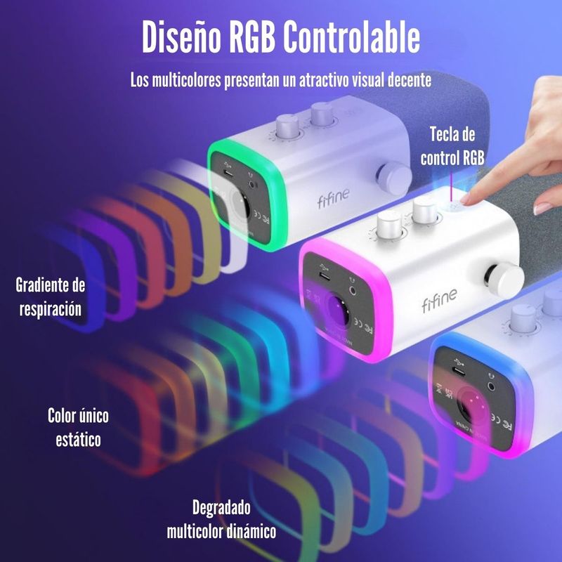 Fifine---Microfono-Ampligame-AM8-RGB-USB-XLR-Dynamic---Blanco