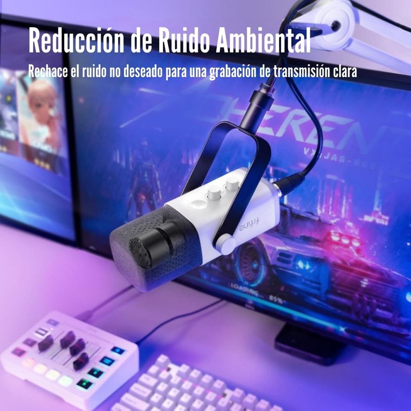 Fifine---Microfono-Ampligame-AM8-RGB-USB-XLR-Dynamic---Blanco