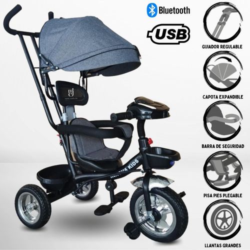 Triciclo Guiador Musical 3 en1 «ZEUS DELUXE» Gray