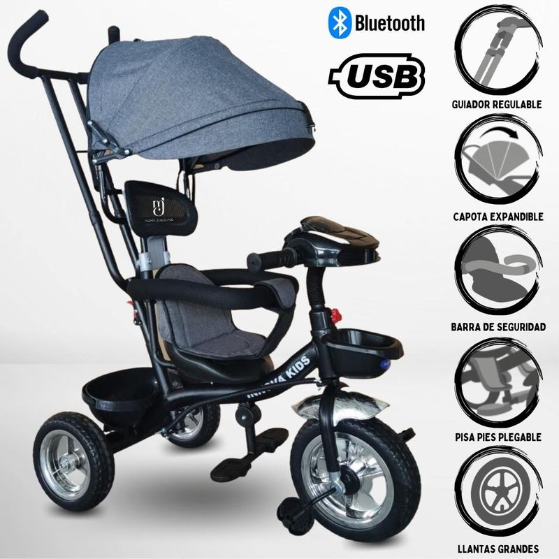 Triciclo-Guiador-Musical-3-en1-«ZEUS-DELUXE»-Gray
