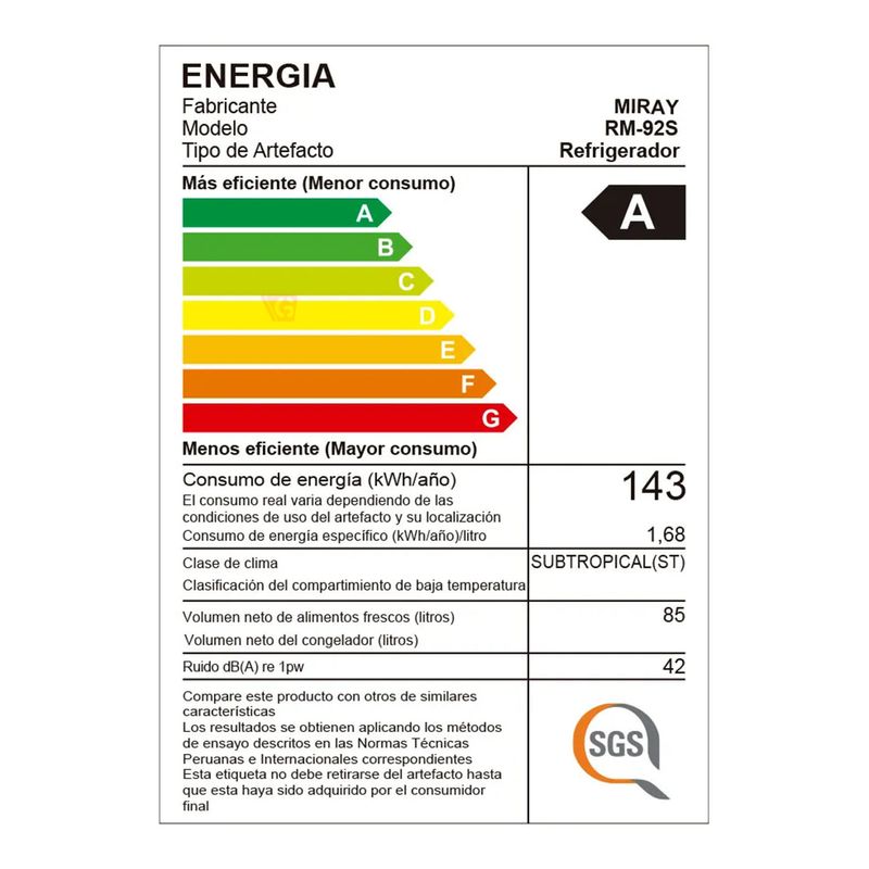 Frigobar-Refrigeradora-Miray-RM-92S-85-L