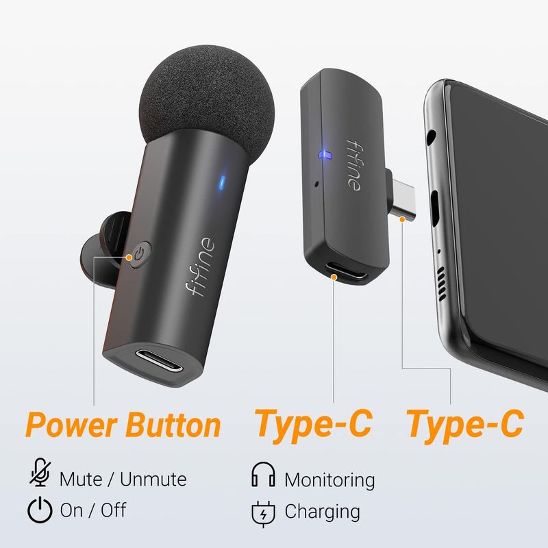 Fifine---Microfono-Lavalier-M6-Wireless-Type-C-Omnidireccional