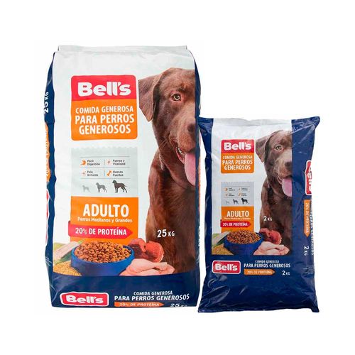 Pack Comida para Perros BELL'S Adultos Bolsa 25Kg + Comida para Perros BELL'S Adultos Bolsa 2Kg
