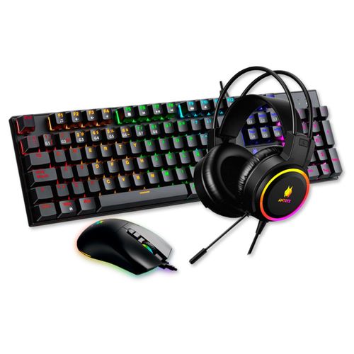 KIT ANTRYX GAMING AUDIFONO + TECLADO + MOUSE GC-3100 X3 BLACK RED SWITCH