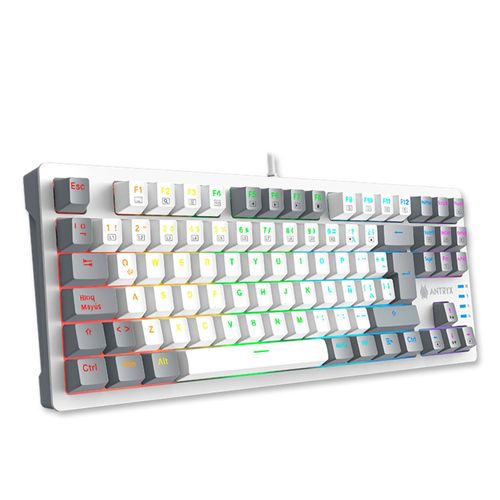 TECLADO MECANICO TKL ANTRYX MK840L WHITE(BLANCO) & GRAY, RED SWITCH