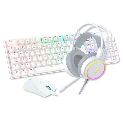 KIT ANTRYX GAMING AUDIFONO + TECLADO + MOUSE GC-3100 X3 WHITE RED SWITCH
