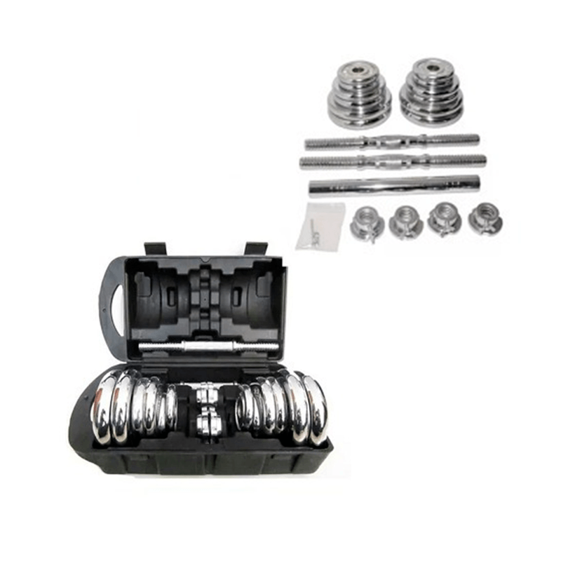 Set-de-Pesas-20-kg-Mancuernas---Adaptador---Maletin