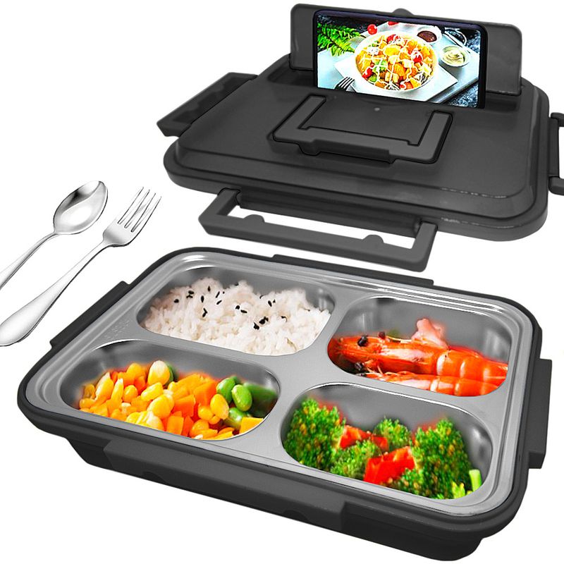 Lonchera-Taper-de-Comida-y-Alimentos-4-Divisiones---Cubiertos-Negro